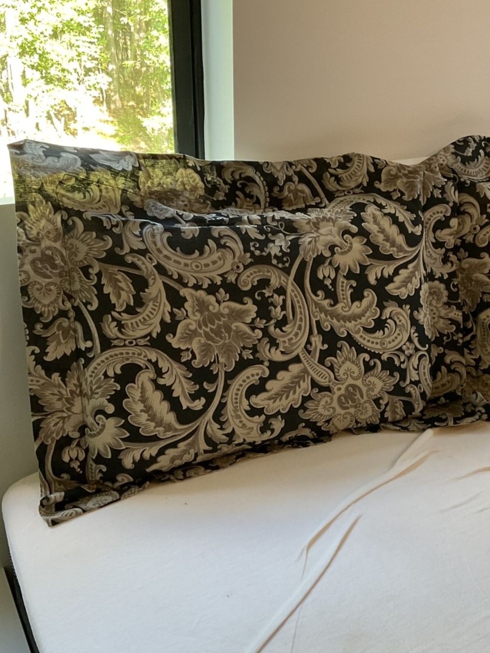 Black and gold brocade pillow cases/pillow shams